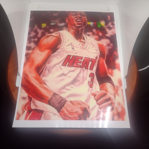NEW!🤩MIAMI HEAT🔥DWYANE WADE REPRINT BASKETBALL GLOSSY 8.5x11 COLOR ART POSTER - Picture 7 of 8